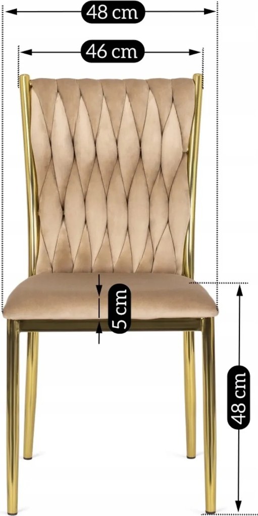Zestaw Stół Okrągły SALLO 100 cm i 4 Krzesła Tapicerowane Plecione DAN Beżowe Glamour
