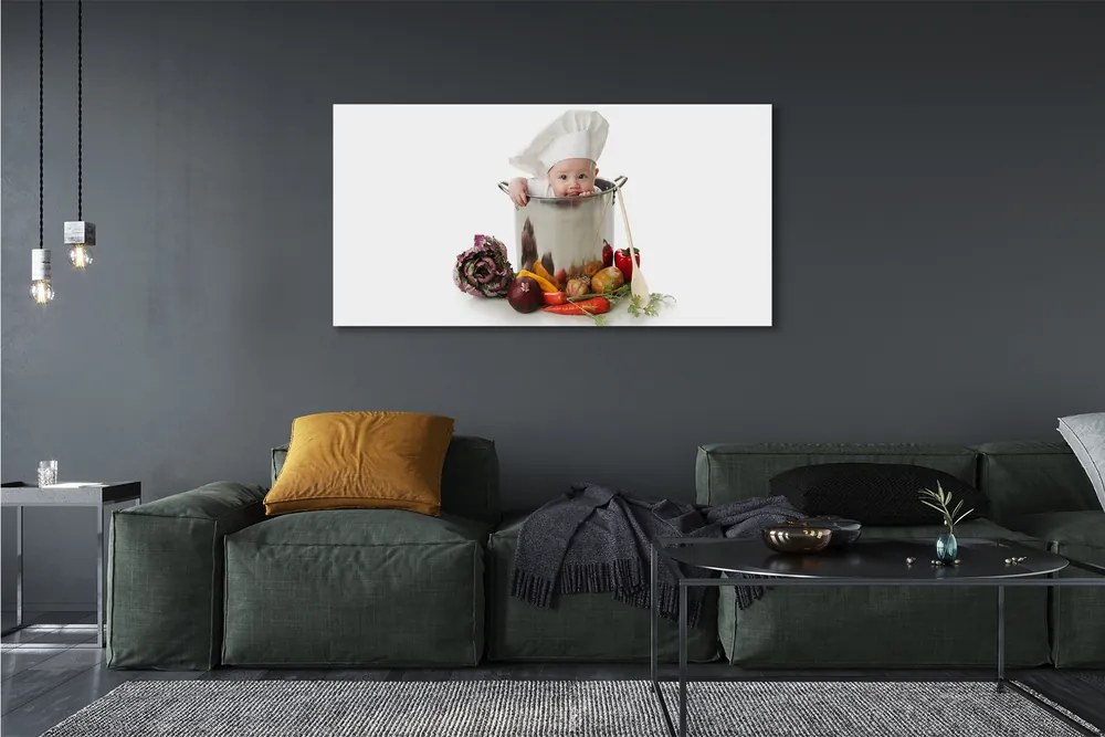 Obraz drukowany na płótnie Dziecko bawiące się w Kuchni