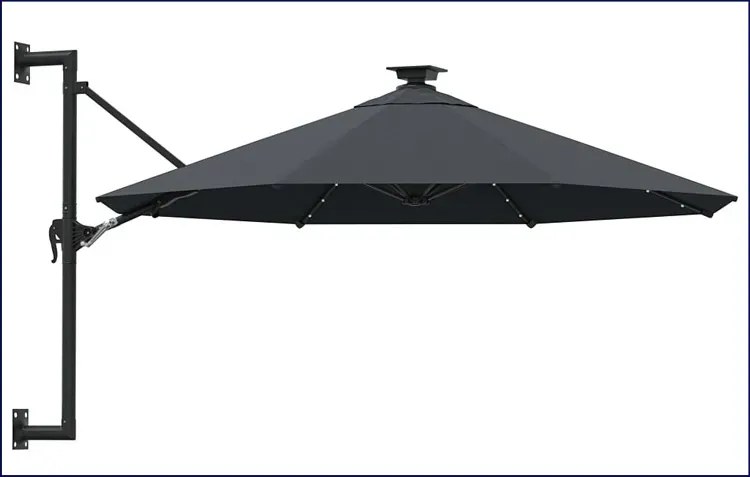 Okrągły parasol ścienny z oświetleniem LED antracyt - Waren