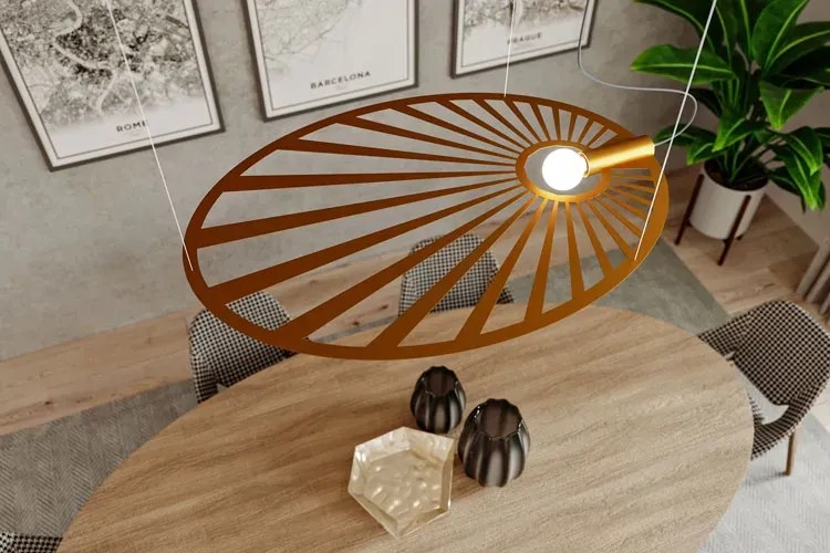 Złota nowoczesna lampa wisząca nad stół - EX596 R4-E44