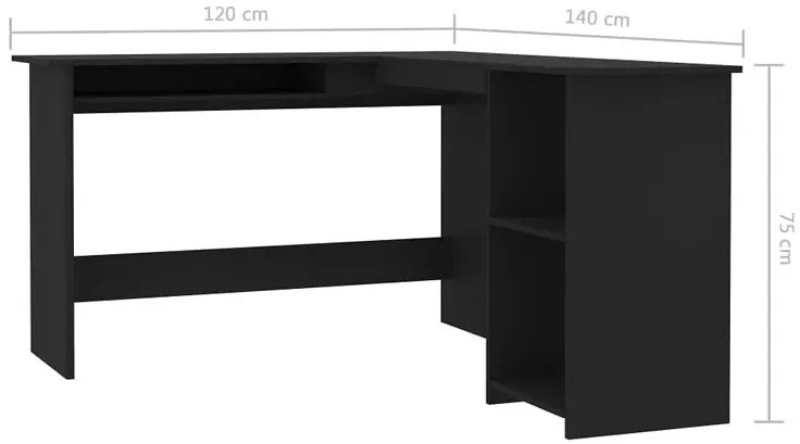 Czarne biurko w kształcie litery L D7-G25