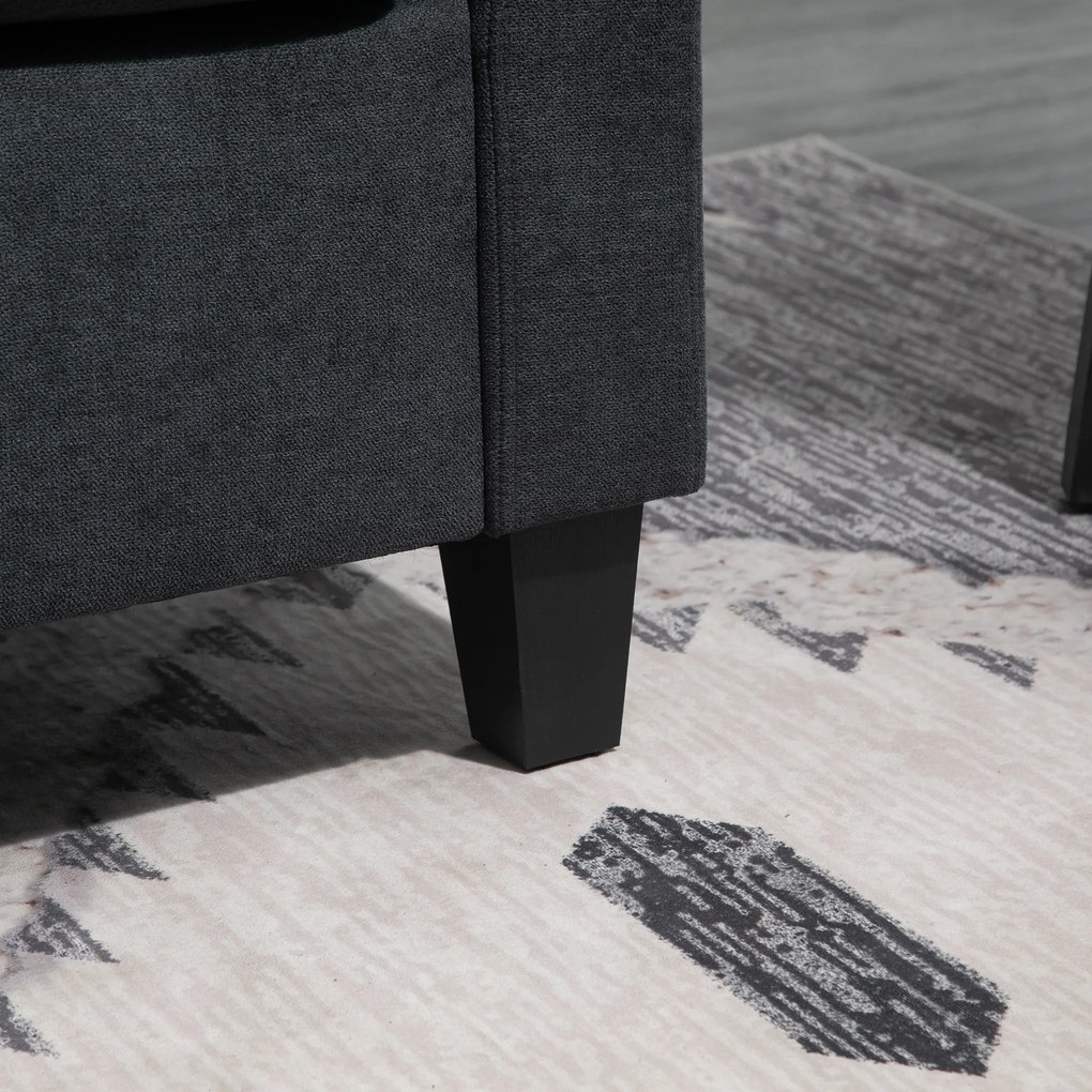 HOMCOM Sofa Narożna Wielofunkcyjna Ciemnoszara 197x139x91 cm Przestronny i Wygodny Narożnik | Aosom PL