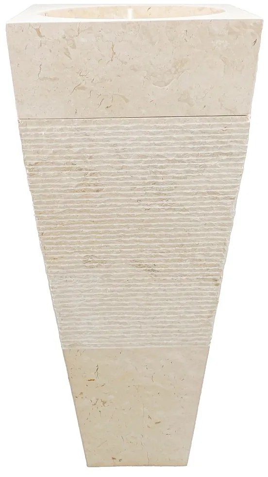 Umywalka łazienkowa MIDO – stojąca, na cokole, marmur – kolor kremowo-szary