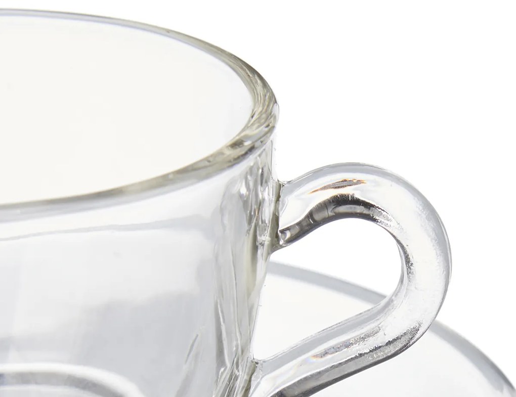 Szklane filiżanki do espresso ze spodkami, 6 sztuk, 85 ml