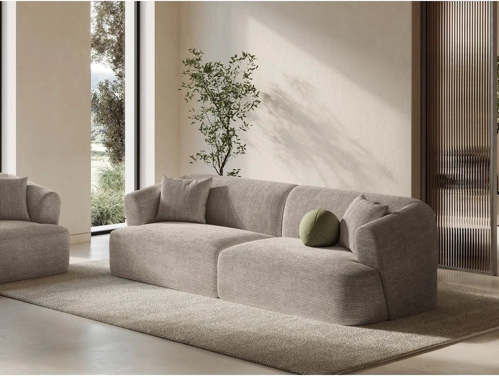 Jasnobrązowa sztruksowa sofa 255 cm Campi – Cosmopolitan Design