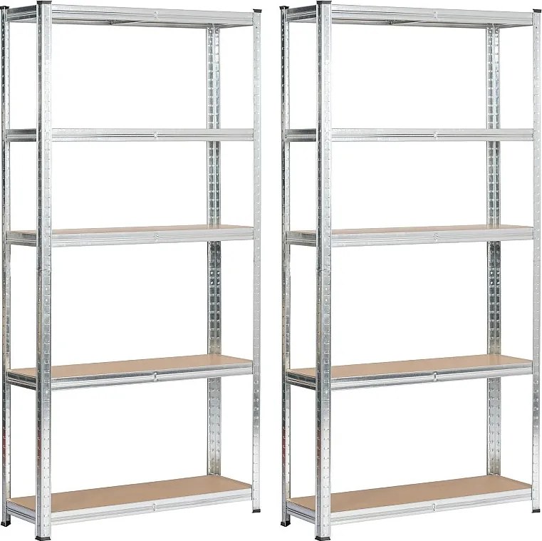 2x REGAŁ METALOWY 90x30x180 SREBRNY