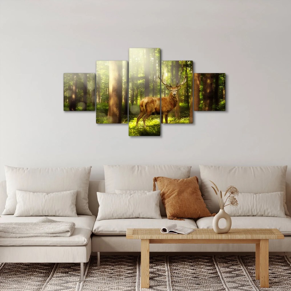 Obraz jelenia w lesie (125x70 cm)