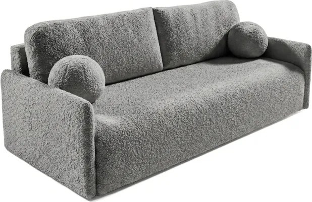 Sofa VENI Rozkładana Dwuosobowa Ciemnoszara Boucle Japandi
