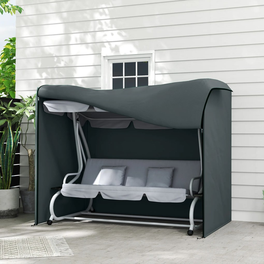 Outsunny Pokrowiec na huśtawkę 3-osobową, Wodoodporny, Tkanina Oxford, 220 x 125 x 172 cm, Szary | Aosom PL