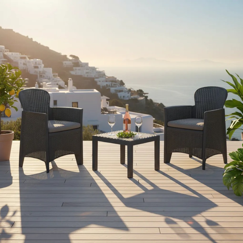 Zestaw ogrodowy AKITA, 3-częściowy, antracytowy I.P.A.E-Progarden