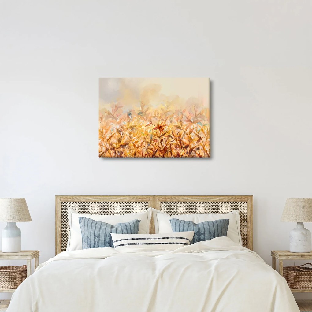 Obraz - Liście w jesiennych kolorach, obraz olejny (70x50 cm)