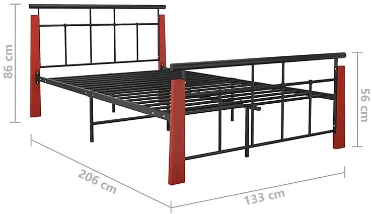 Czarne metalowe łóżko rustykalne 120x200 cm - Nelo