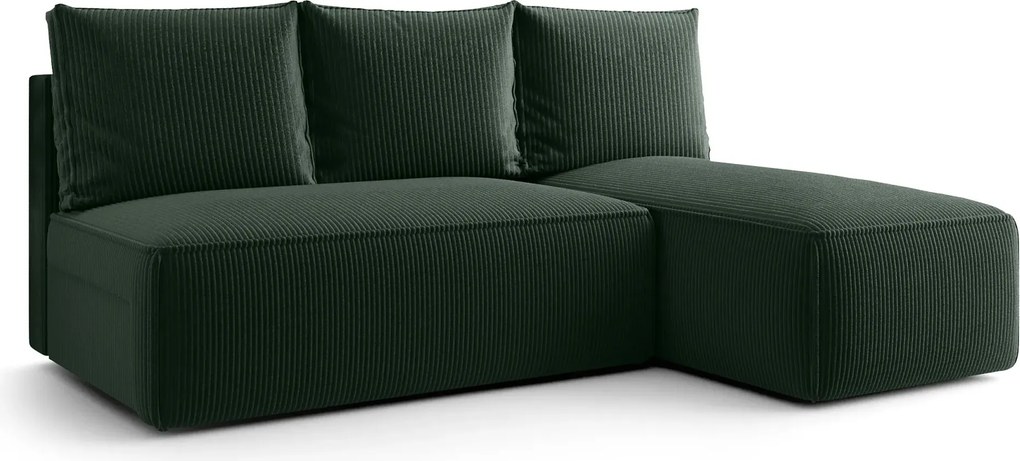 Zielona sofa narożna z funkcją spania i pojemnikiem G9-B32