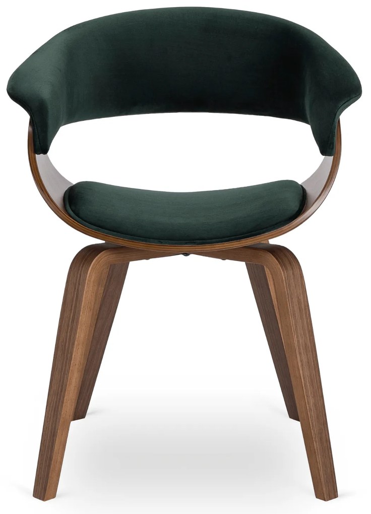 Krzesło Tapicerowane Z Drewna Giętego Do Jadalni GARY Zielone/Orzech Welurowe Nowoczesne Loft