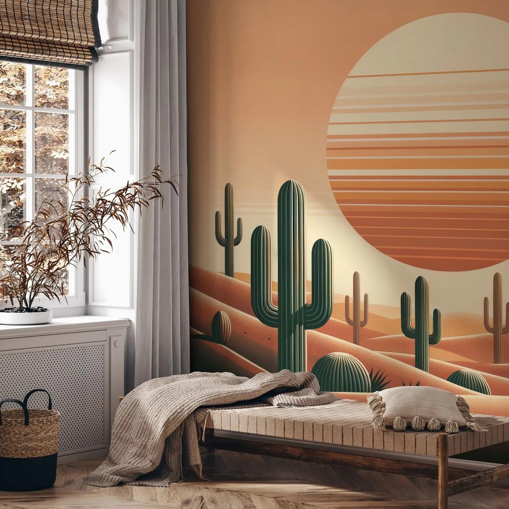 Fototapeta - Pustynia z kaktusami (196x136 cm)
