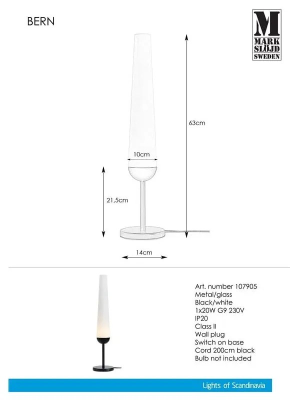 Lampa stołowa z podstawą w czarnym kolorze Markslöjd Bern