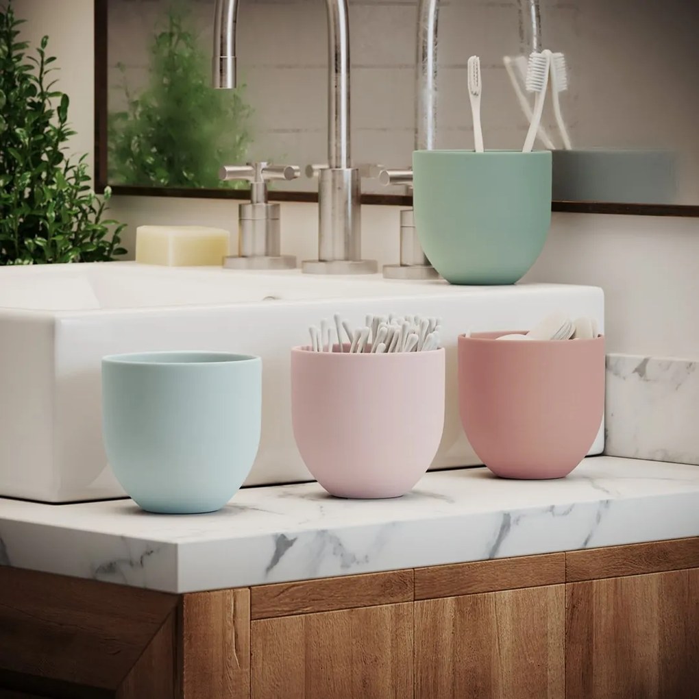 Ceramiczny organizer łazienkowy SHIRE pudrowy róż