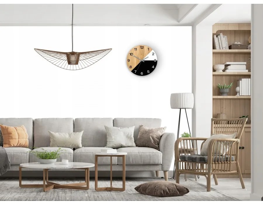 Zegar na ścianę nowoczesny efektowny okrągły cichy do kuchni salonu pokoju
