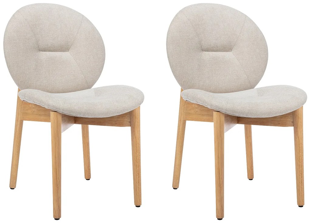 Zestaw 2 krzeseł z tkaniny i drewna kauczukowego - Beżowy - ISADIO