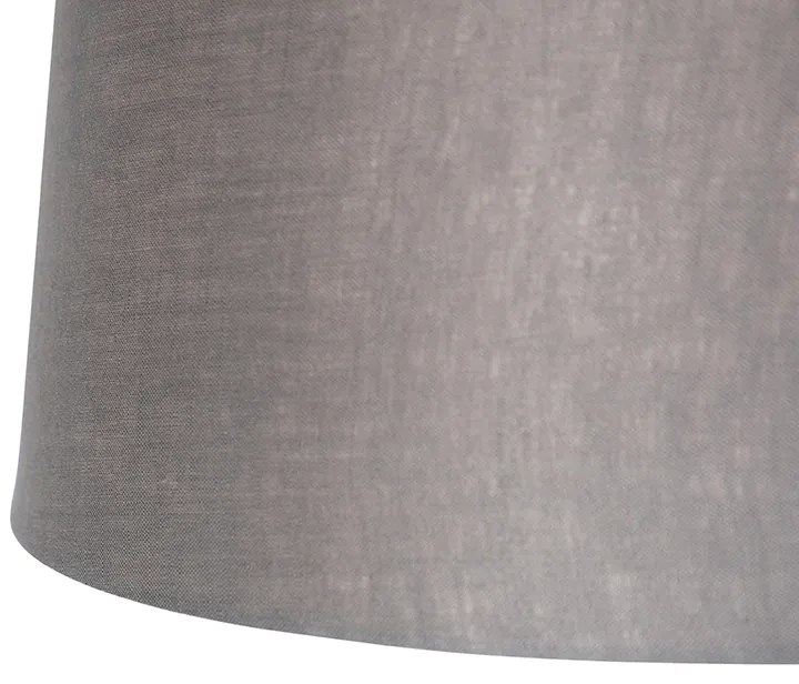 Lampa wisząca czarna z abażurami z lnu ciemnoszarymi 35 cm 2-światłowa - Blitz Nowoczesny Oswietlenie wewnetrzne