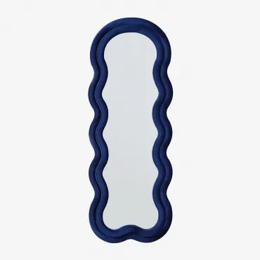 Lustro Ścienne Nieregularne 60x160 Cm Tapicerowane Evelyn Aksamitny Ken Blue - Sklum