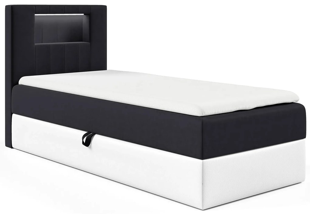 Czarne jednoosobowe łóżko z pojemnikiem 3 rozmiary D3-K19