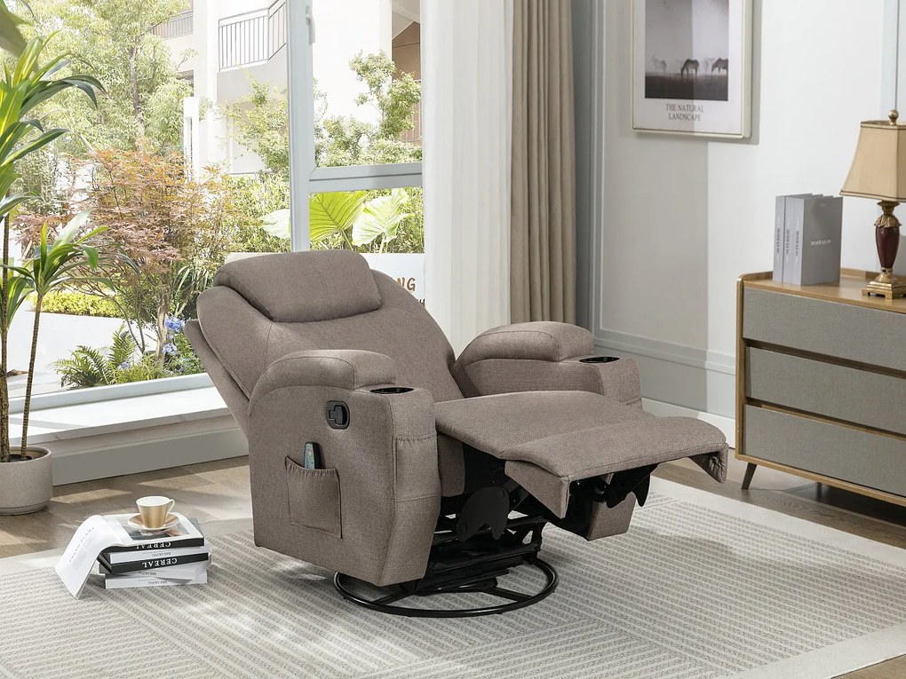 Fotel masujący SILVANO tapicerowany - Brązowoszary