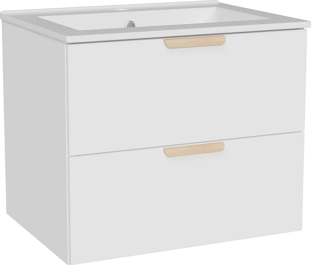 Wisząca szafka łazienkowa z umywalką wpuszczaną w blat – Biała – Szer60 cm – AVORELI