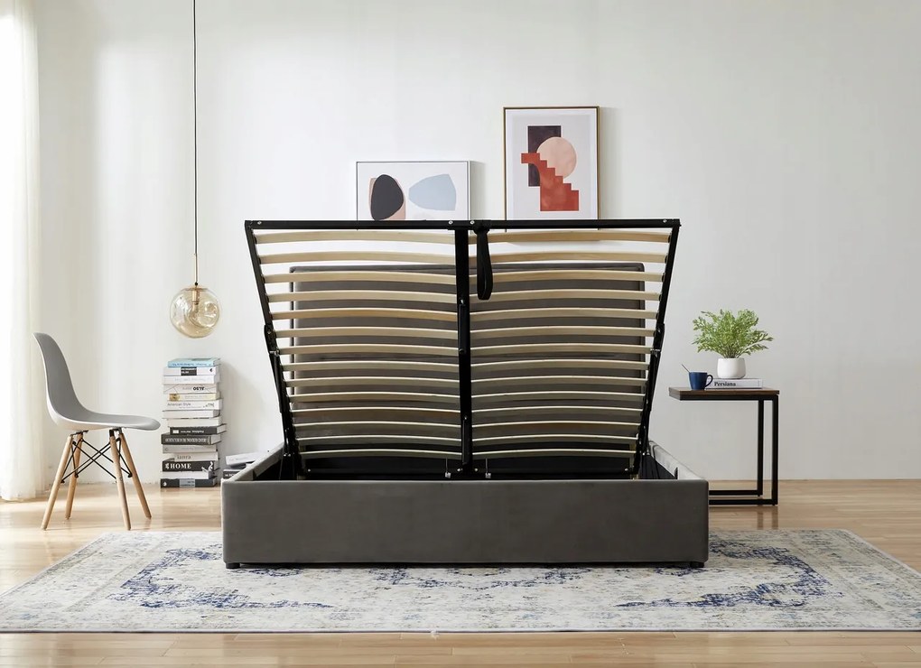 ERGO łóżko tapicerowane popiel welur welurowe 140x200