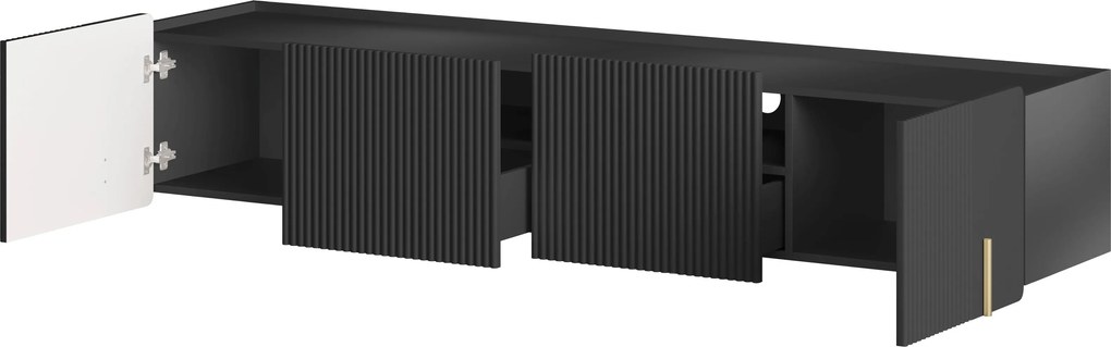 Szafka RTV Malmi 200 cm wisząca - czarny mat / złoty