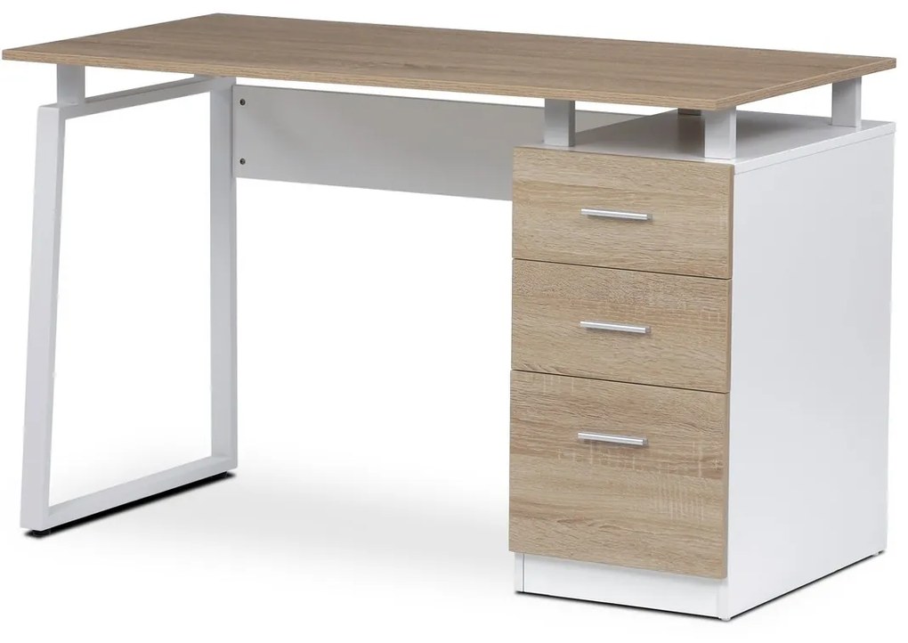 Biurko 3218 SON, białe i dąb sonoma