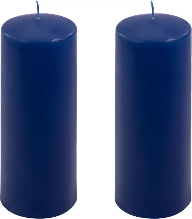 Zestaw świec słupkowych, 20 cm, Ø 7,5 cm, niebieski, 2 szt
