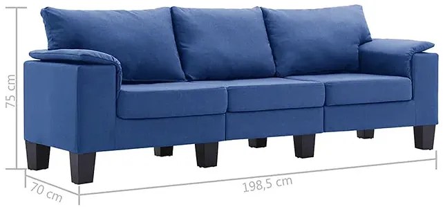 3-osobowa niebieska sofa z podłokietnikami - Ekilore 3Q