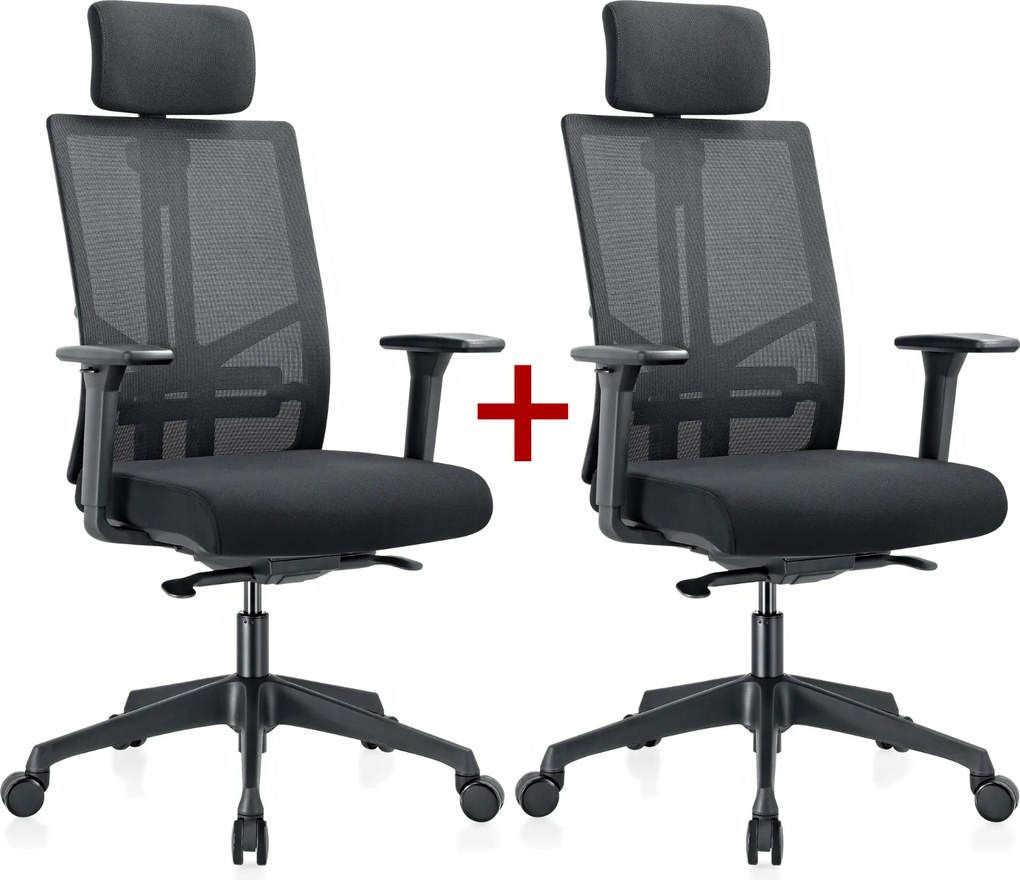 Krzesło biurowe WATT 1+1 GRATIS, czarny