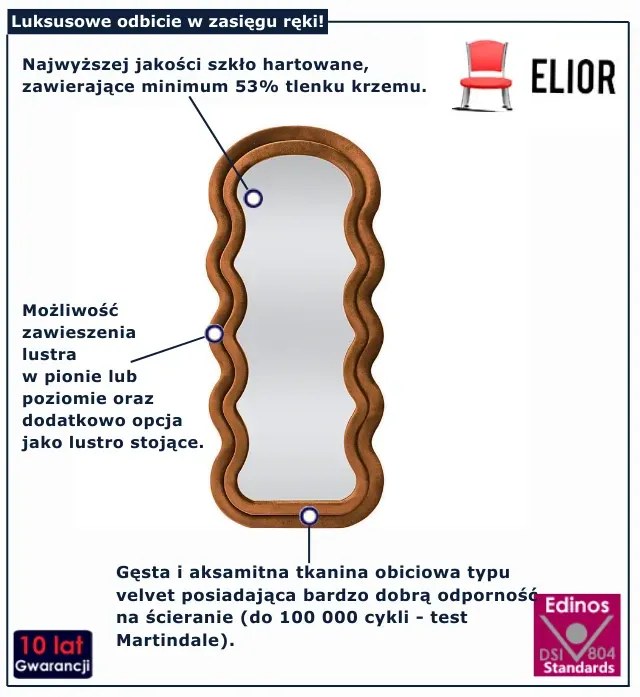 Nowoczesne lustro wiszące lub stojące w kolorze cynamon B4-M95