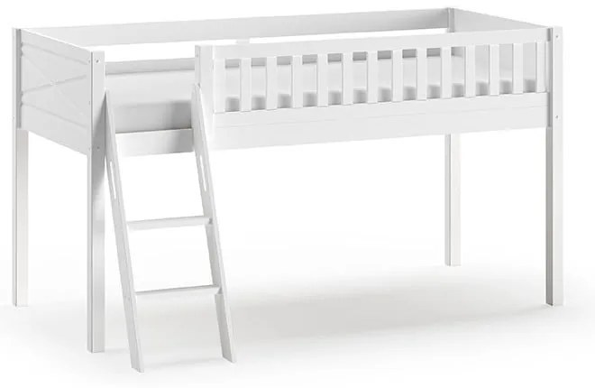 Białe podwyższone łóżko dziecięce z litego drewna sosnowego 90x200 cm SCOTT – Vipack
