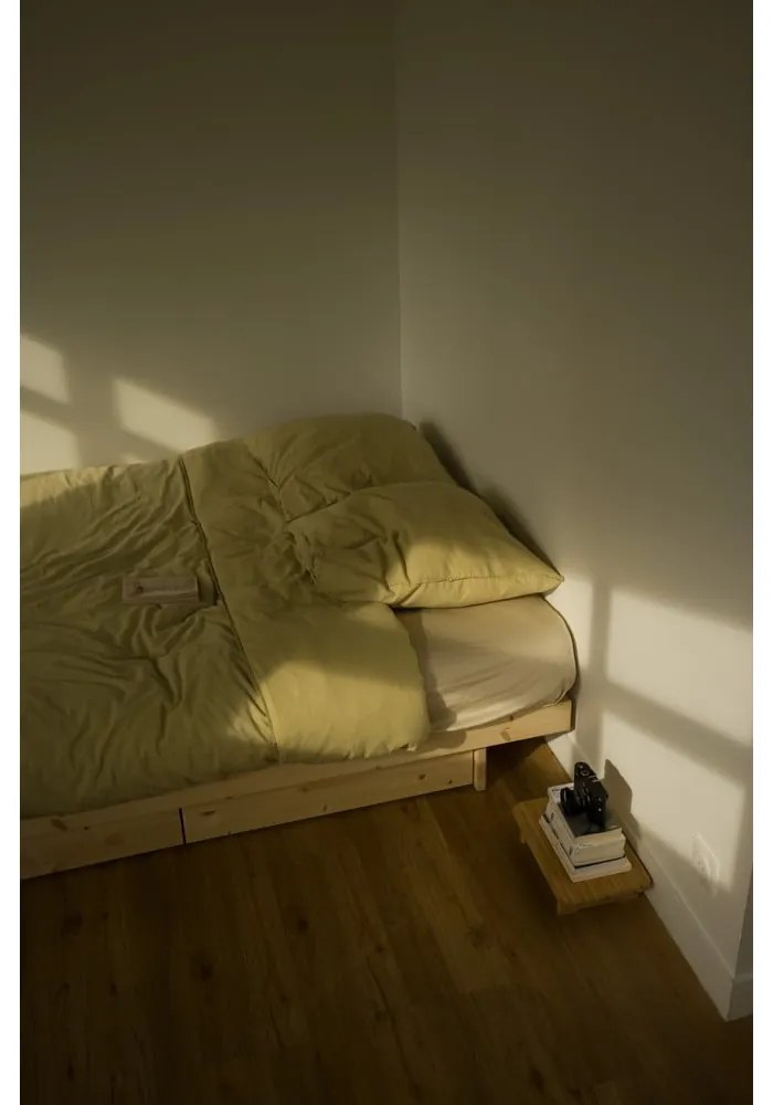 Naturalne łóżko dwuosobowe z litego drewna sosnowego ze schowkiem i stelażem 160x200 cm Kanso – Karup Design