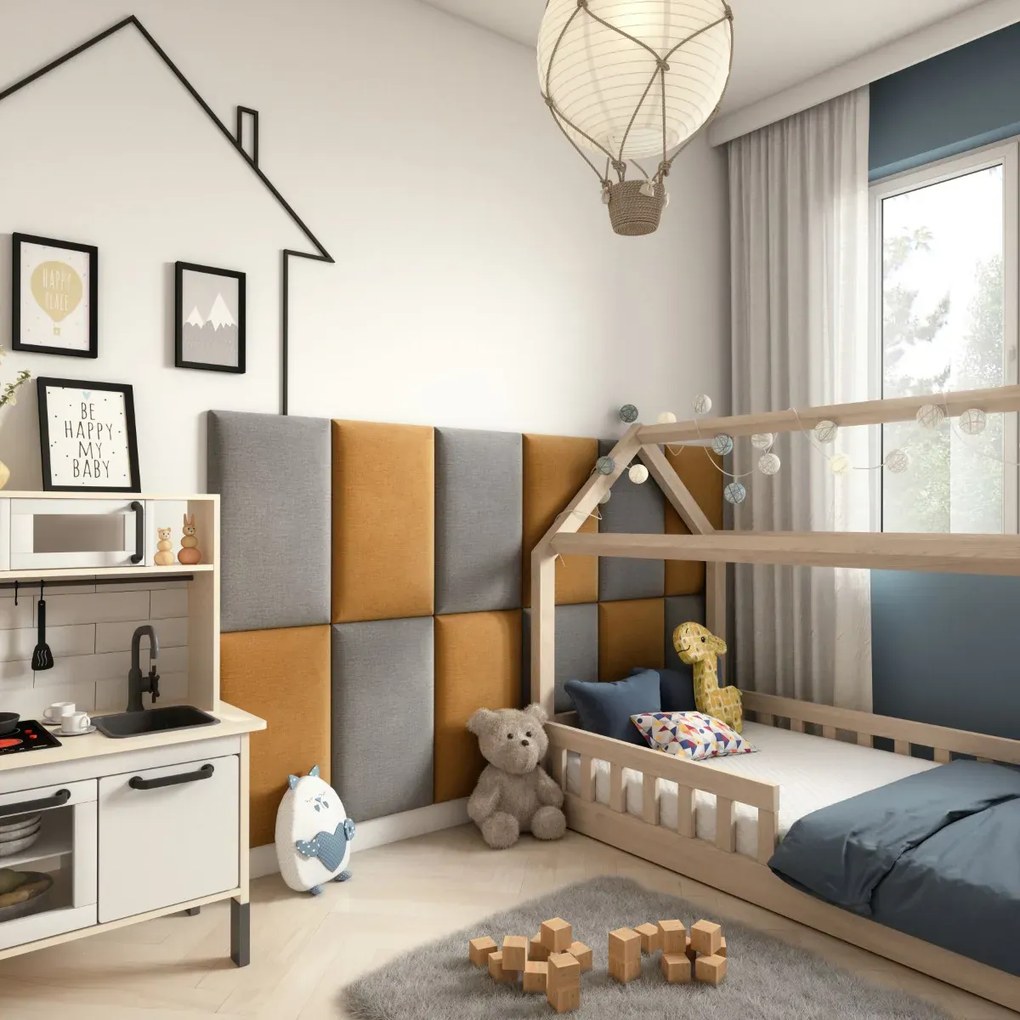 Zestaw 12 paneli tapicerowanych QUADRATTA 180x100 żółty/jasnoszary ELTAP