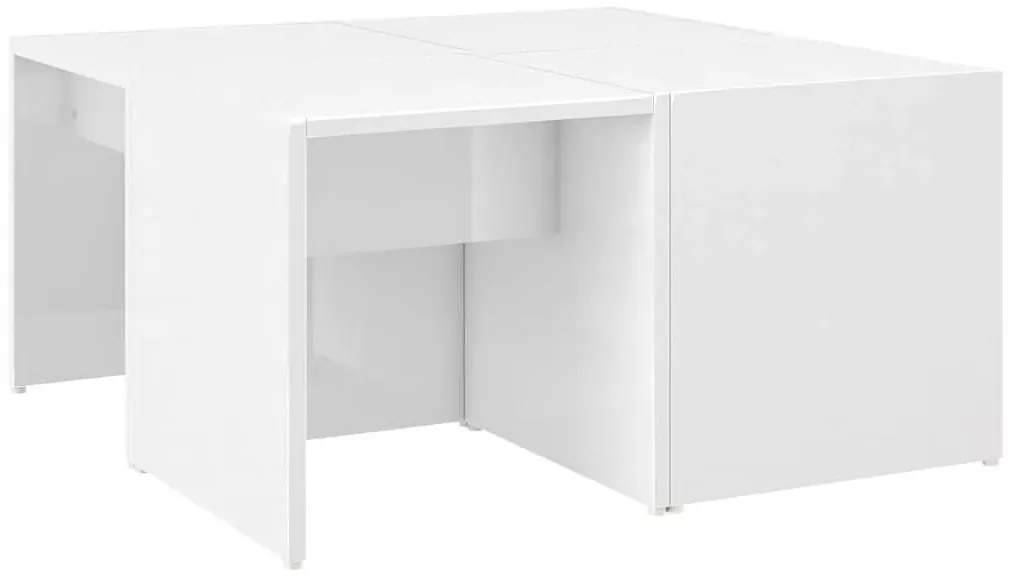 Komplet 4 małych stolików kawowych biały połysk Texti 5X