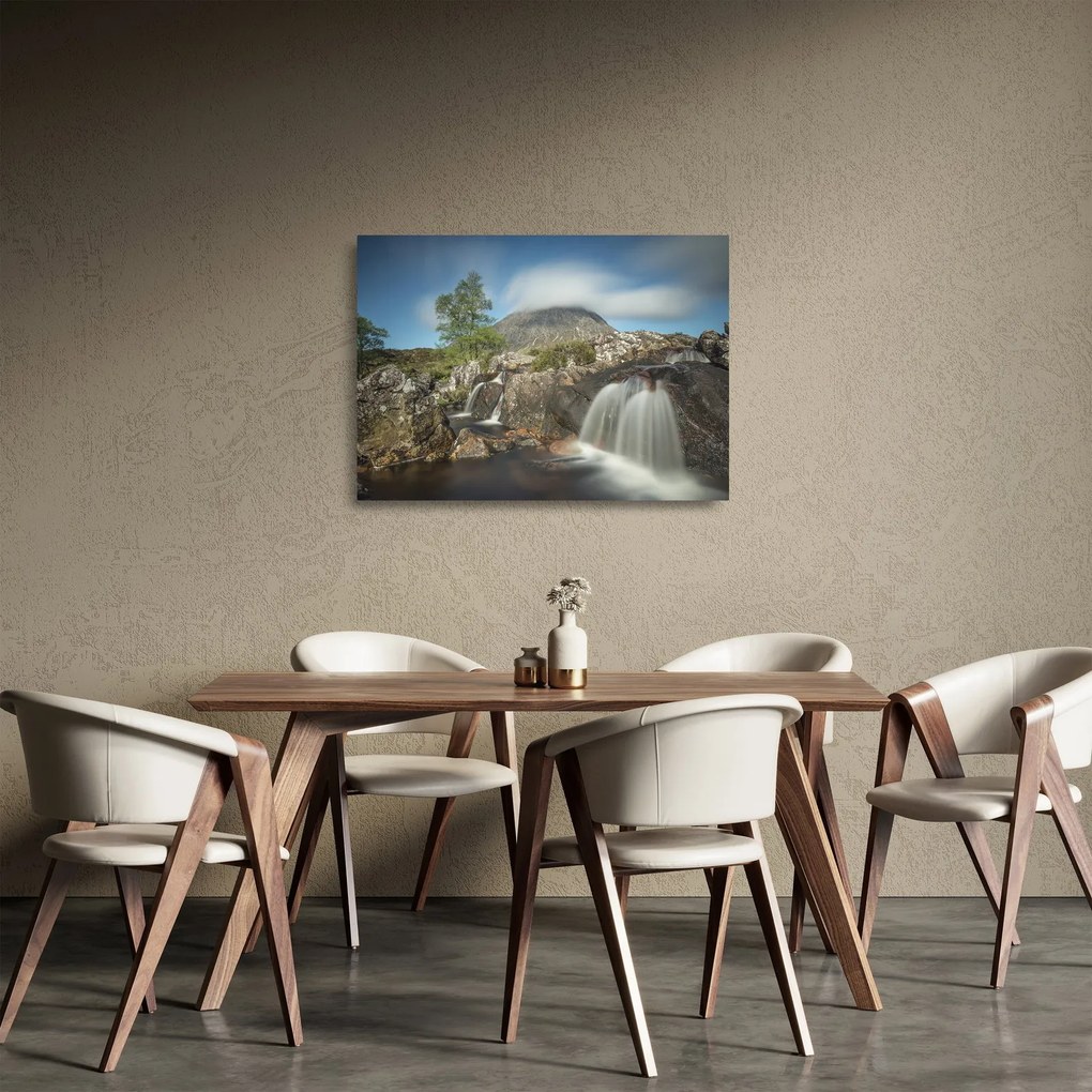 Obraz na szkle - wodospady i góry (70x50 cm)
