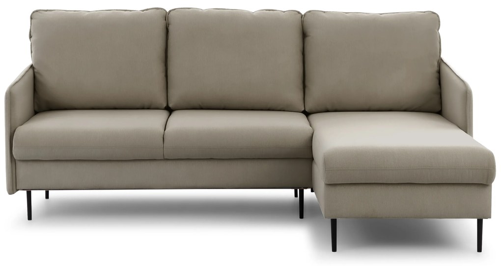 Narożnik z funkcją spania Taila Mini prawostronny - beżowy welur Velluto 3 / czarne nogi