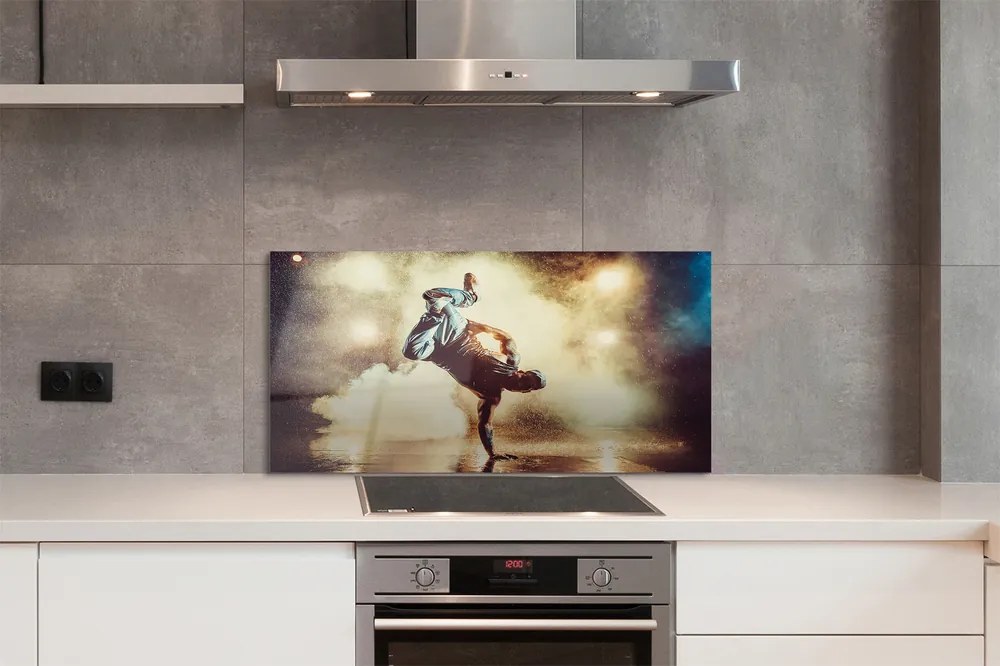 Panel szklany do Kuchni Mężczyzna w Tańcu z Dymem