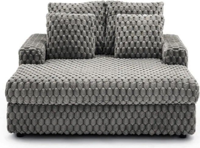 Fotel Wypoczynkowy Sofa KOBEL Szary Pluszowy Nowoczesny