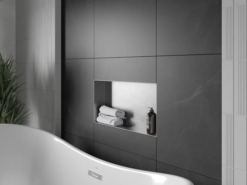 Mexen X-Wall-NR półka wnękowa bez kołnierza 60 x 30 cm, inox - 1911603010