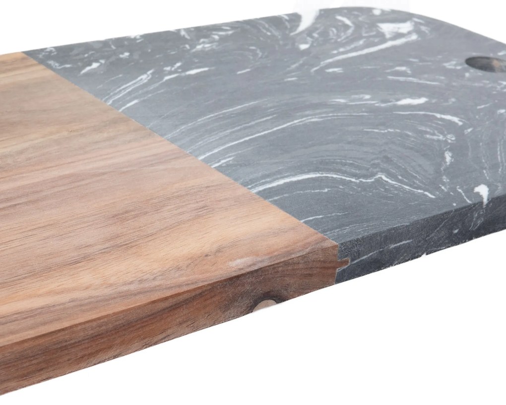 Deska do serwowania, marmur i drewno, 38 x 18 cm