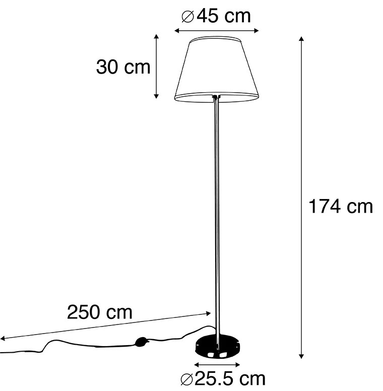Nowoczesna lampa stojąca stalowa z białym plisowanym kloszem 45 cm - Simplo Nowoczesny Oswietlenie wewnetrzne