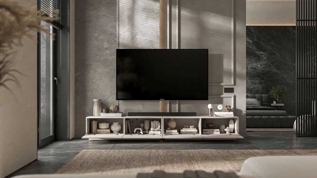 Podwójna szafka RTV Enjoy 240 cm, wisząco stojąca, kaszmir mat