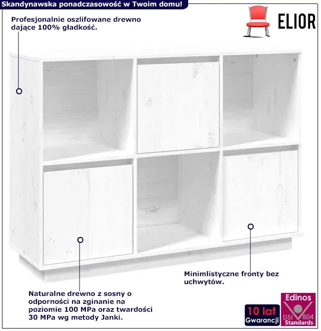 Biały regał drewniany z szafkami na książki - Sorik 3X