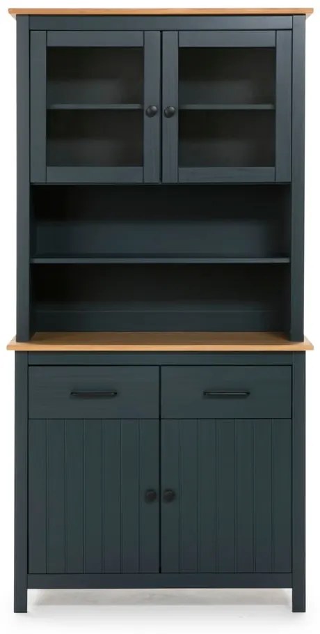 Ciemnoniebieska witryna z litego drewna sosnowego 90x180 cm Miranda – Marckeric