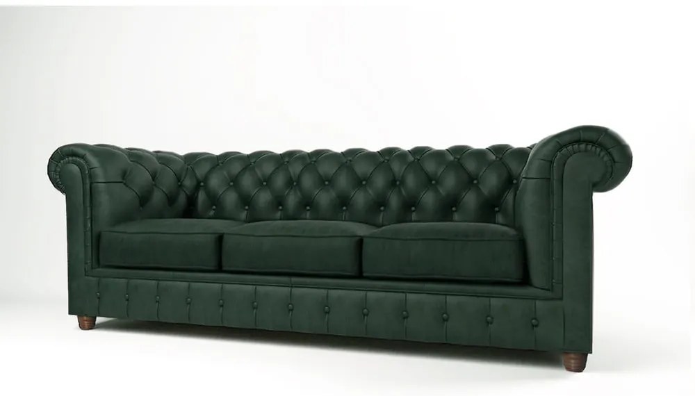 Ciemnozielona aksamitna sofa 230 cm Cambridge – Ropez